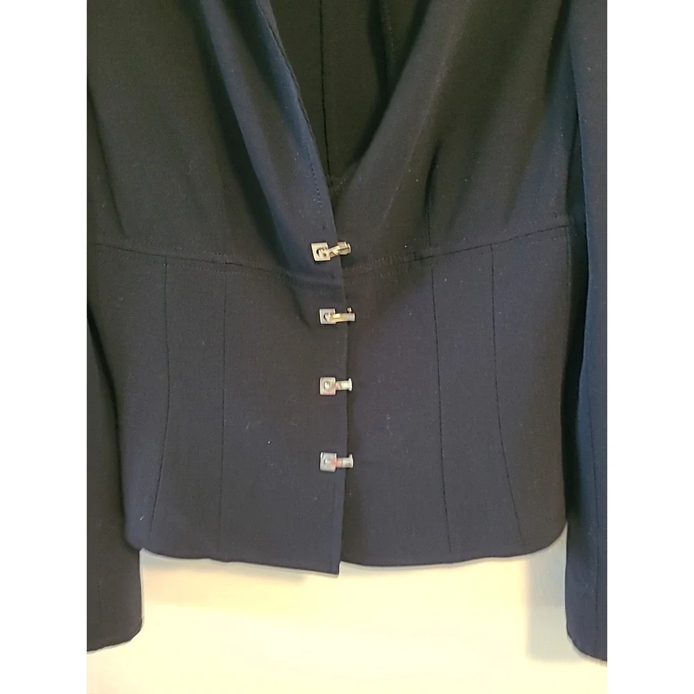 CARLISLE Womans Size 6 DIPLOMAT Black Wool Blend‎ BLAZER JACKET Silver